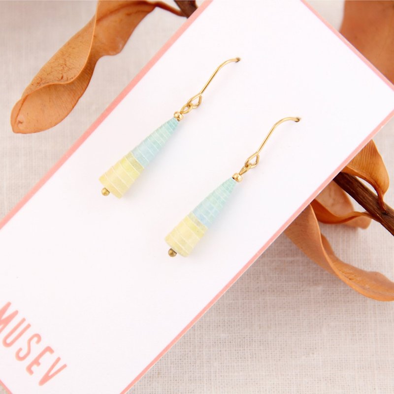 MUSEV yellow and blue beautiful gradient awl earrings - Earrings & Clip-ons - Paper Yellow