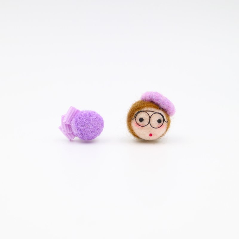 momoB Betty earrings / Clip-ons - ต่างหู - ขนแกะ สีม่วง