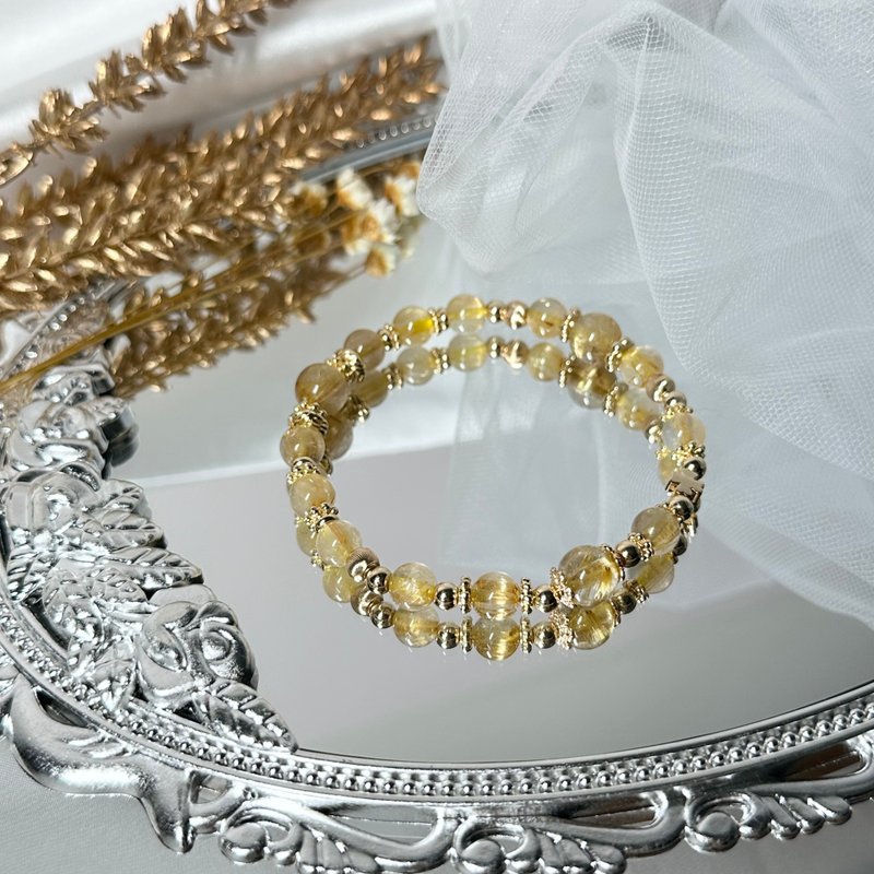 金幣鈦后招財手串 - 金鈦晶/鈦晶手鍊/金髮晶手鍊 - 手鍊/手環 - 水晶 黃色
