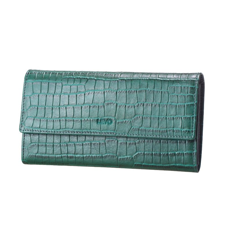 【LIEVO】 GRACE - Genuine leather long clip_black jade green - Wallets - Genuine Leather Green