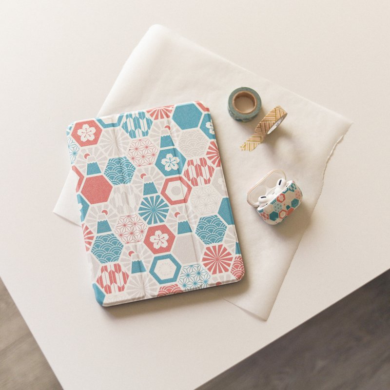 【 iPad Case 】 Mount Fuji / Hexagonal Tile Series / Powder - Tablet & Laptop Cases - Silicone Pink