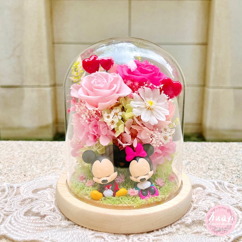 Mickey/Minnie/Eternal Flower/Dry Flower/Night Light/Glass Cup/Glass Cover - Dried Flowers & Bouquets - Plants & Flowers Multicolor