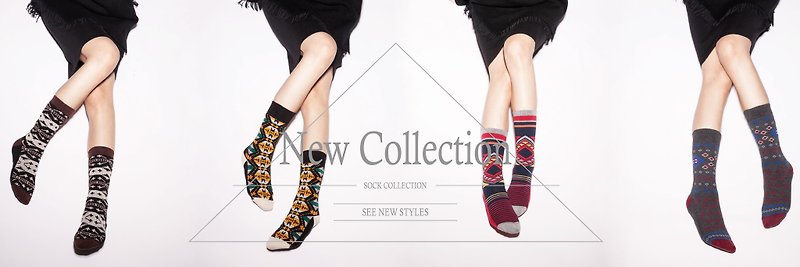 Combed cotton geometric pattern foot stockings (male and female sizes) 4 pairs of choice - ถุงเท้า - ผ้าฝ้าย/ผ้าลินิน หลากหลายสี