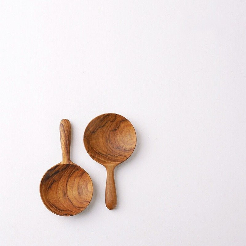 [Mi] New • teak hand spoon dessert spoon / teaspoon teaspoon / wood spoon (round section) - ช้อนส้อม - ไม้ 