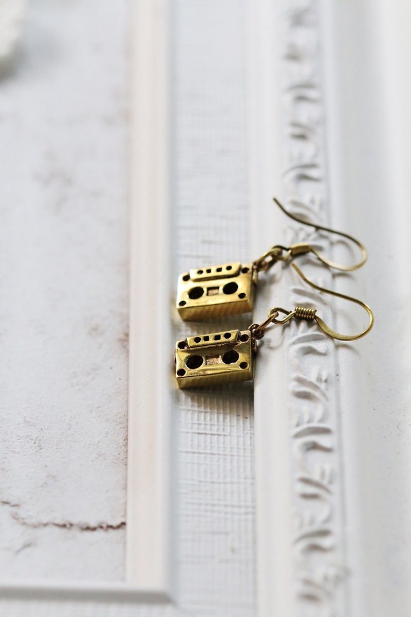 Tape Cassette Wire Earrings by linen. - Earrings & Clip-ons - Copper & Brass 
