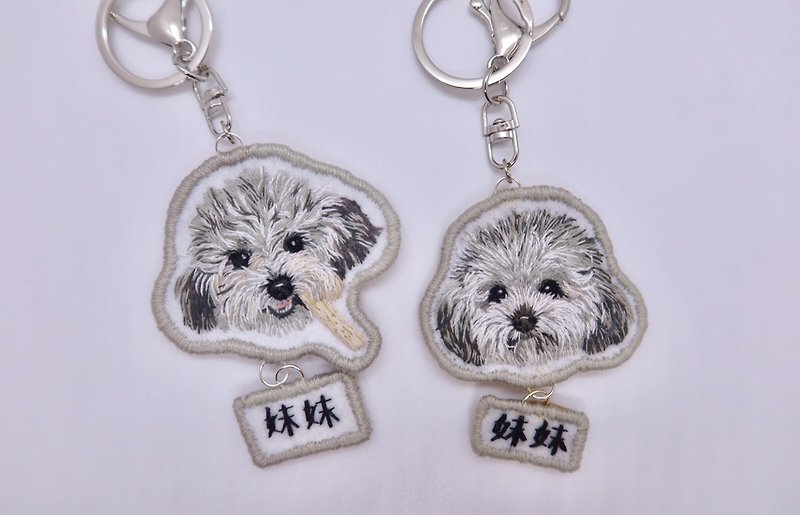 Flat version - like a real pet embroidered key ring - with brand name - Keychains - Thread 