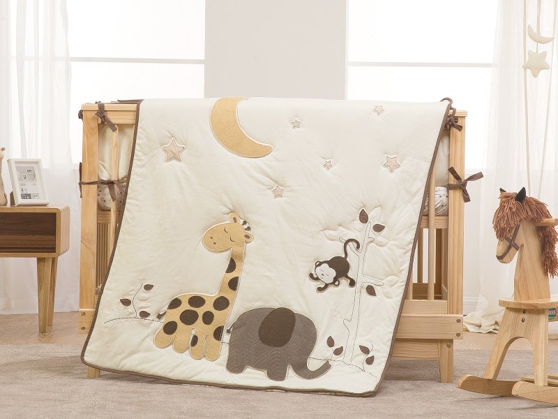 KIDDA crib bedding pure cotton quilted quilt fitted with three-piece set of pillows and pillows - Bedding - Cotton & Hemp White