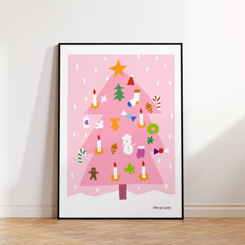 Art print/ Pink Tree / winter poster A4,A3 - โปสเตอร์ - กระดาษ 