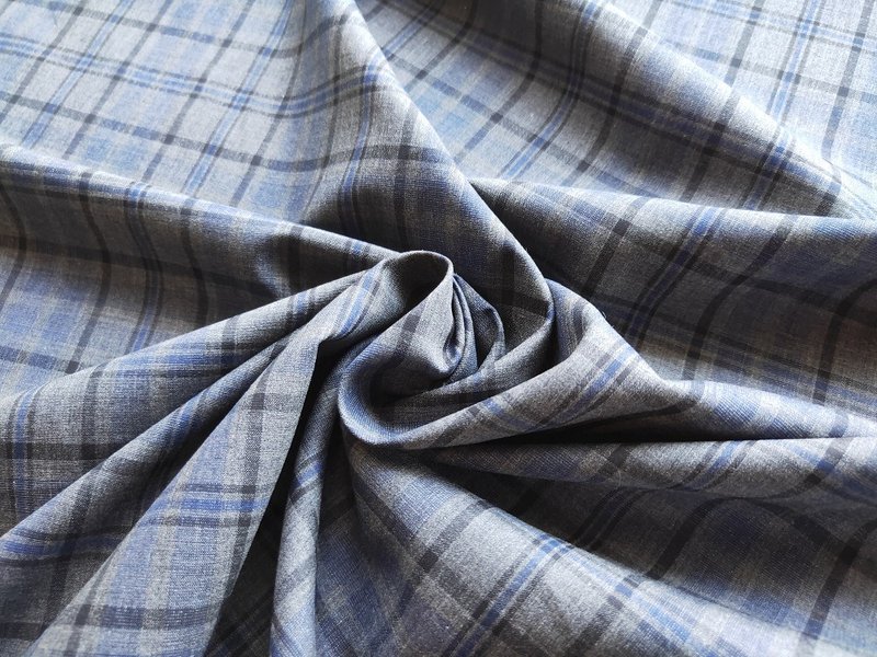 British gray and blue plaid high count cotton fabric - Knitting, Embroidery, Felted Wool & Sewing - Cotton & Hemp Gray