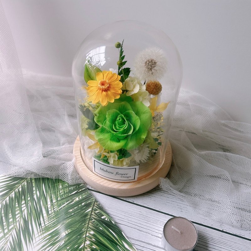 Glass cover with preserved flowers, customized engraving, customized gift - Dried Flowers & Bouquets - Plants & Flowers 