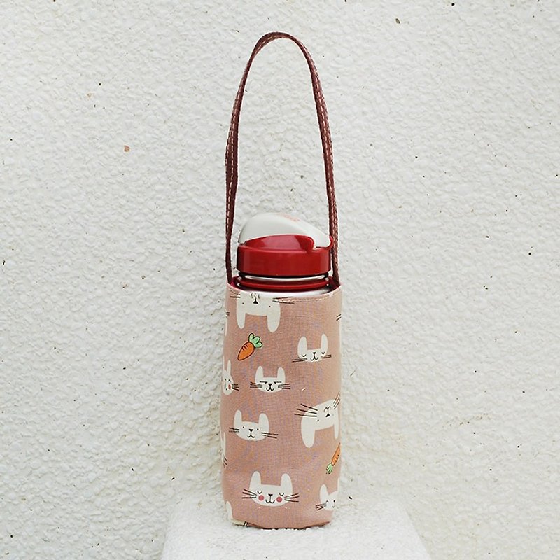 Bunny carrot bottle bag _ powder / cup sets - Beverage Holders & Bags - Cotton & Hemp Pink
