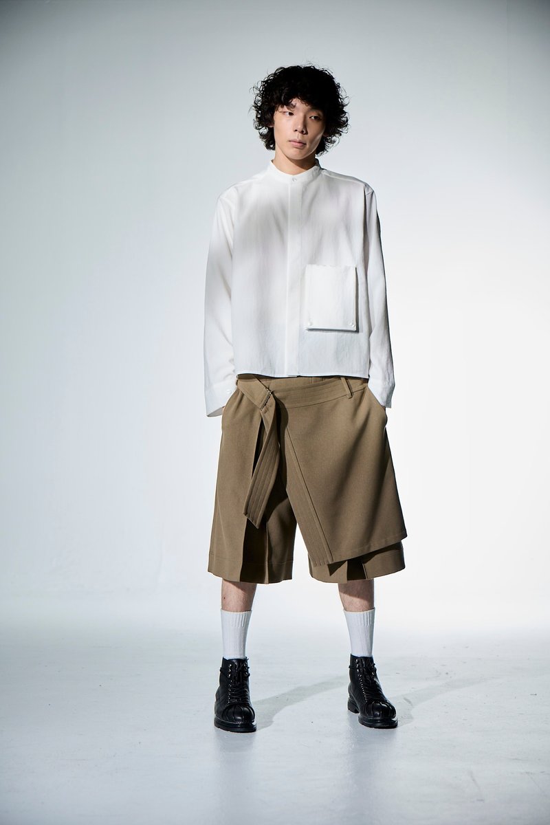 Pleated Capri Pants - Unisex Pants - Polyester Khaki