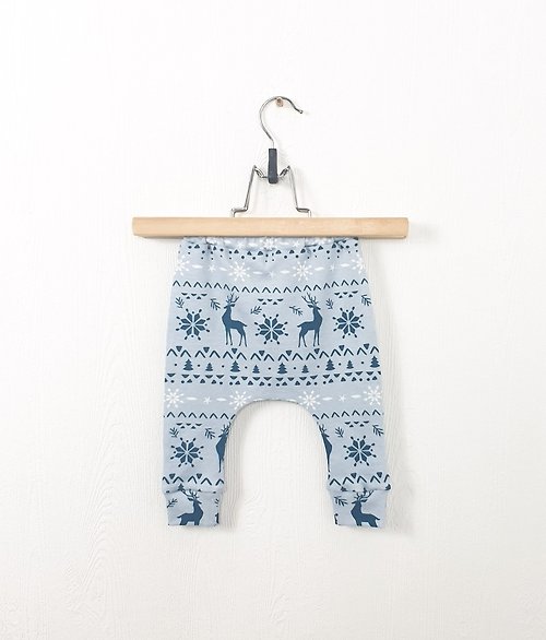 8 a.m.Apparel Blue Christmas baby pants, baby girl pants, baby boy pants, Holiday baby pants