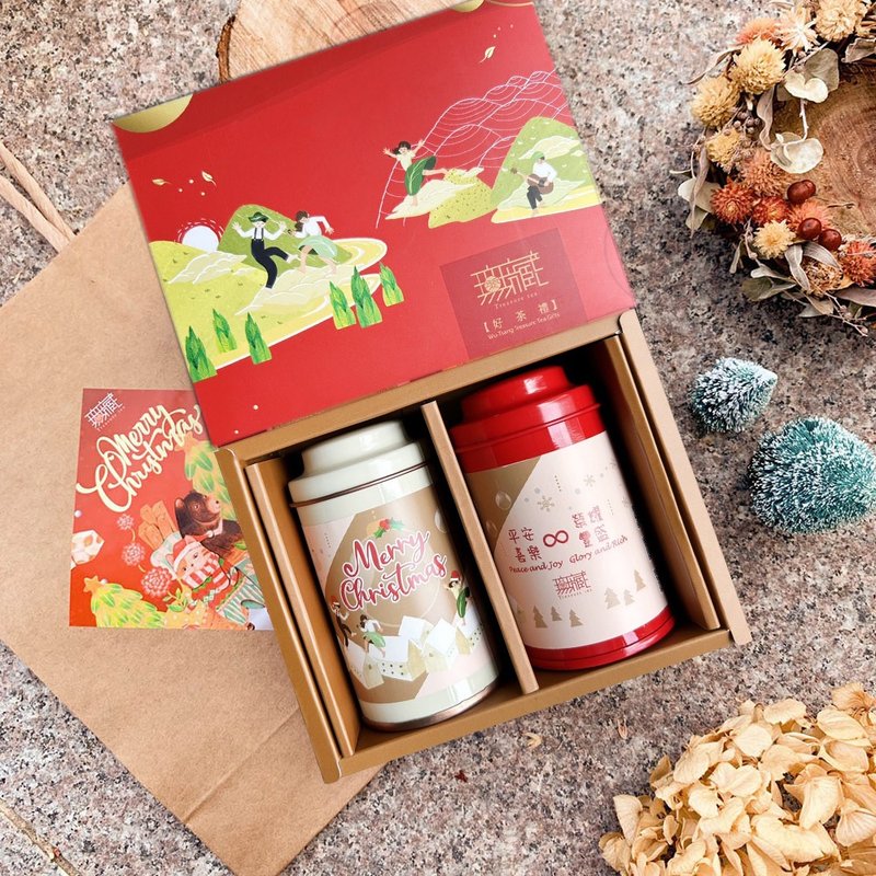 P3 Christmas Charity_Flavored Tea Triangular Tea Bags 5 High Cans Gift Box Set (Oak Barrel Black Tea + Longan Floral Tea - ชา - อาหารสด หลากหลายสี