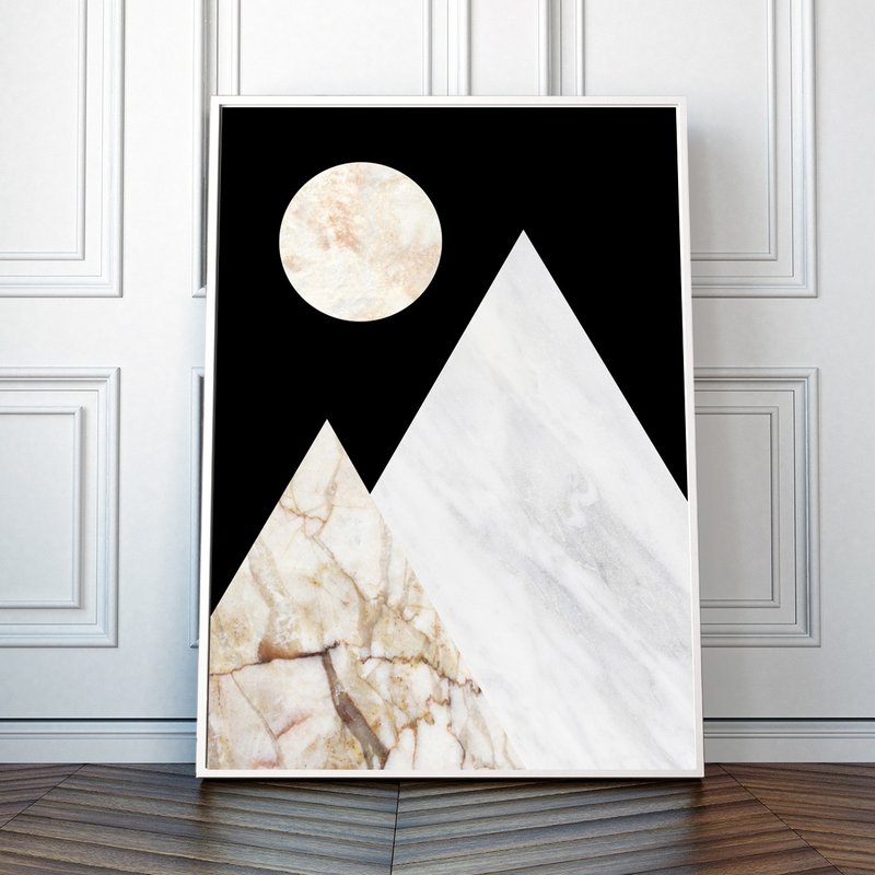 Abstract Mountain Peaks Marble Landscape Art Print - 壁貼/牆壁裝飾 - 紙 