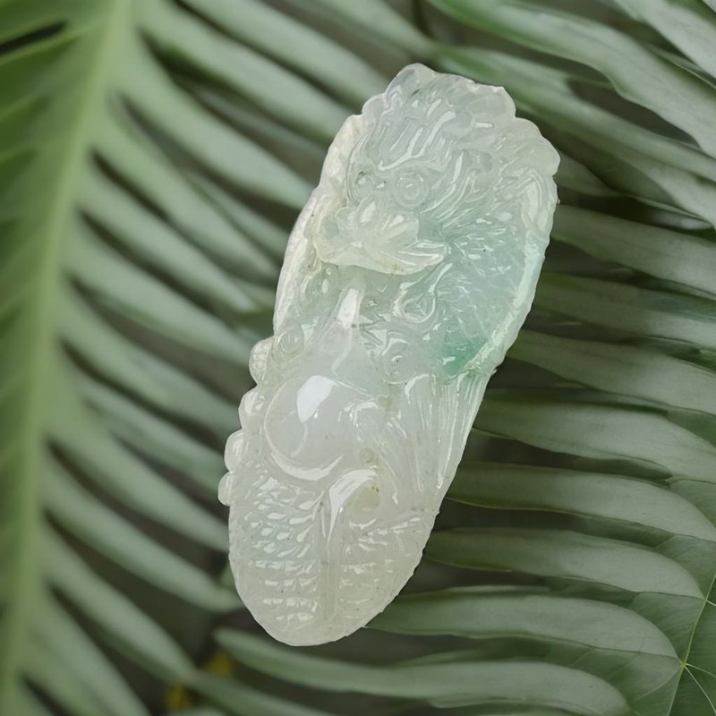 [One of the best] Ice type floating flower jadeite turtle necklace | Natural Burmese jade jade A grade | Gift giving - สร้อยคอ - หยก สีเขียว