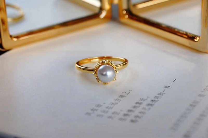 愛~天然海水珍珠 戒指 - 戒指 - 珍珠 銀色