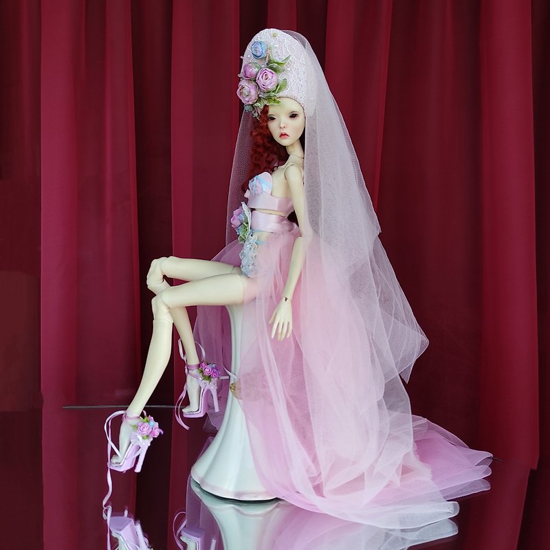 Bjd 人形の衣装。ポポビシスターズドール用の靴とドレス。 - 知育玩具・ぬいぐるみ - その他の素材 ピンク