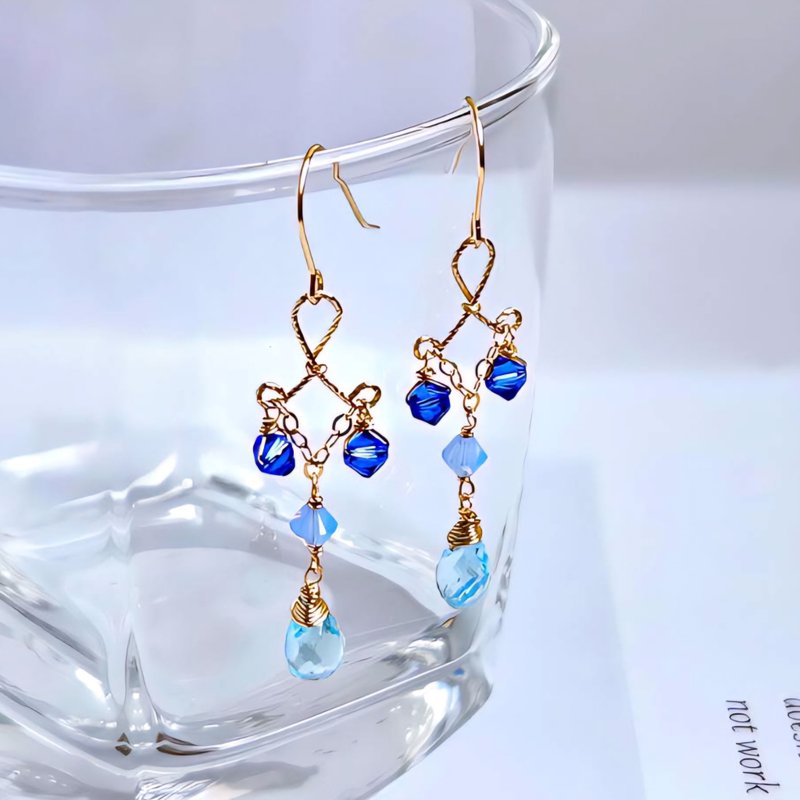 Baroque series Stone Swarovski crystal American 14k gold-filled earrings | Handmade to order - ต่างหู - คริสตัล 