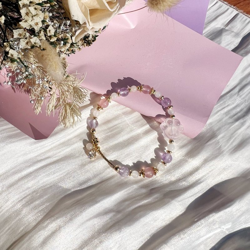 Pink Quartz Cat's Paw Rose Quartz Amethyst Crystal Bracelet Bracelet - สร้อยข้อมือ - คริสตัล 