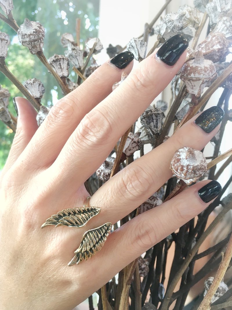 Angle Wings Ring in White Bronze. Fairy Tale Collection. Adjustable Size. - 戒指 - 其他金屬 