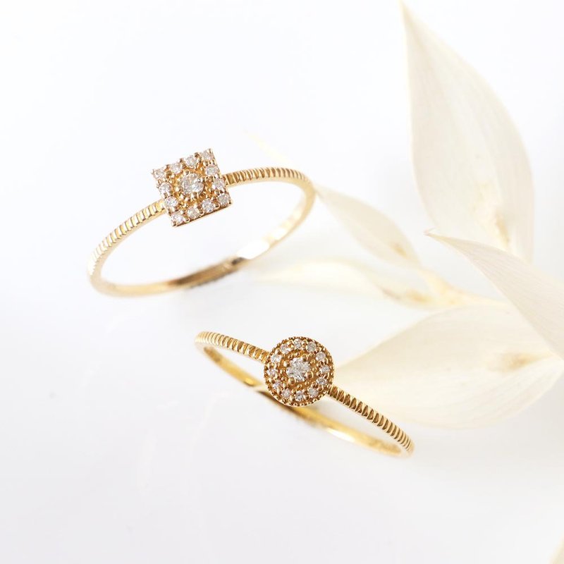 Visel round cookie diamond ring - แหวนทั่วไป - เครื่องประดับ สีทอง