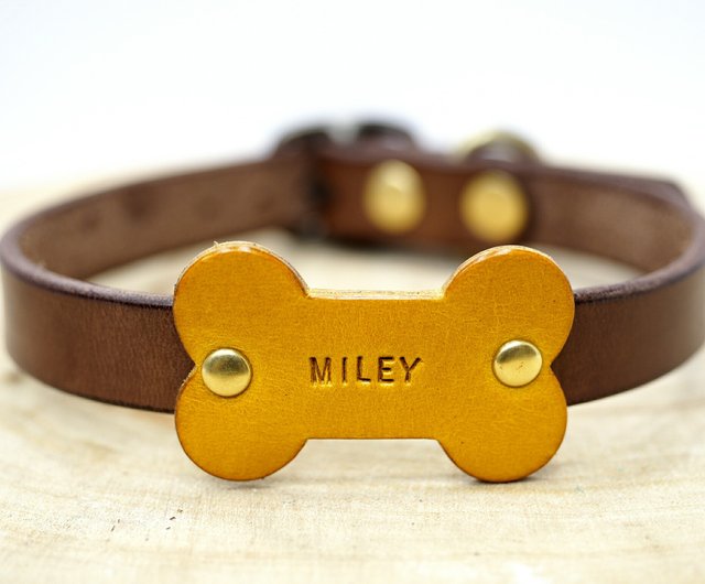 Dog collar best sale with bone tag