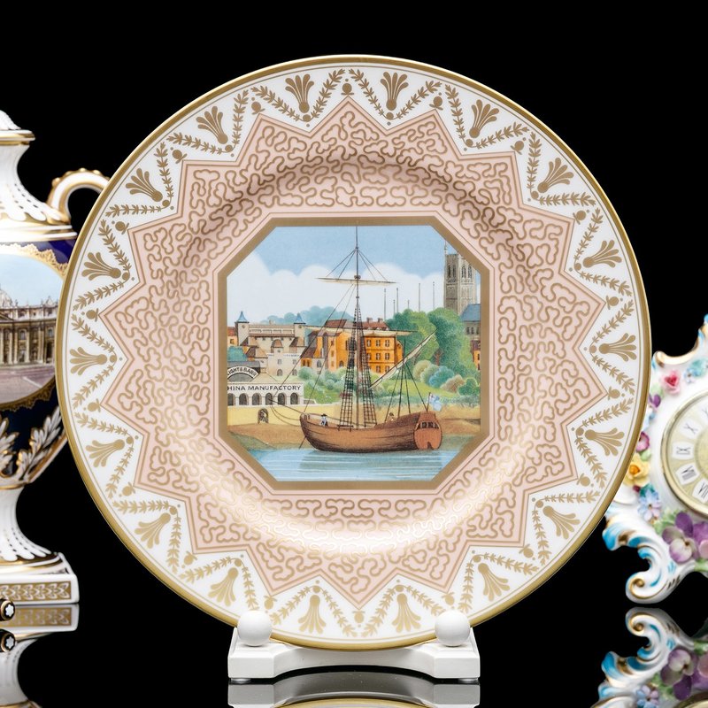 限量英國製 Royal Worcester 2001 塞文河景 紀念骨瓷藝術裝飾盤 - 擺飾/家飾品 - 瓷 