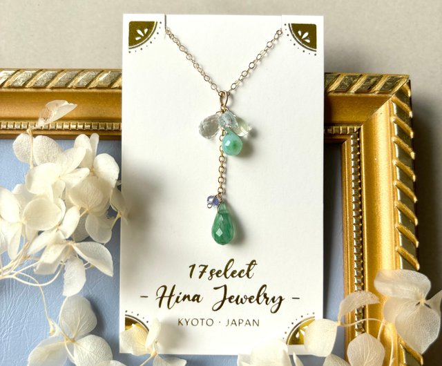 緑のネックレス 14kgf トパーズ ペリドット ぺルビアンオパール / 一点