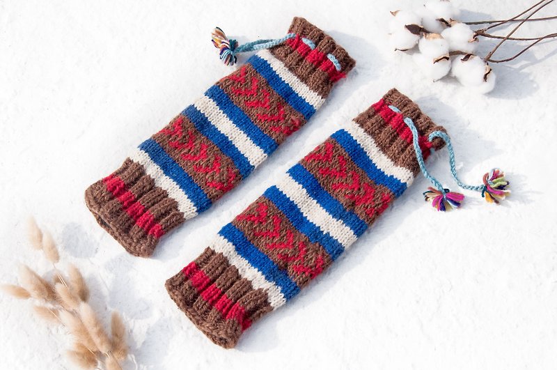 Hand-knitted pure wool knit socks/woven wool socks/inner brushed socks/warm socks-Desert travelers - Socks - Wool Multicolor