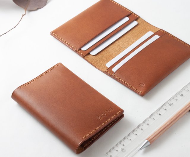 Seanchy All Handmade Vegetable Tanned Real Leather Business Card Holder Id Card Holder Small Wallet Four Card Slots Can Be Customized Shop Seanchy Card Holders Cases Pinkoi