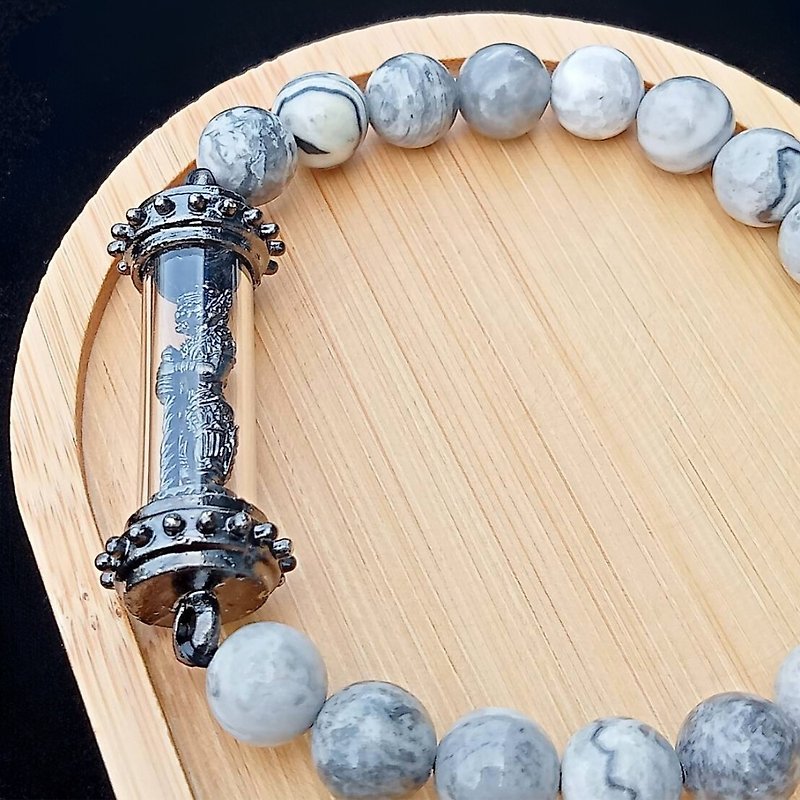 Lucky Howlite Stone Bracelet With amulet pendant, amulet bracelet jewelry. - 手鍊/手環 - 石頭 