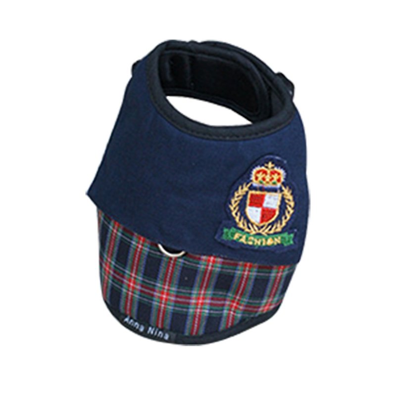 Pet chest back / chest strap Scottish sailor S~M (without leash) - ชุดสัตว์เลี้ยง - ผ้าฝ้าย/ผ้าลินิน สีน้ำเงิน