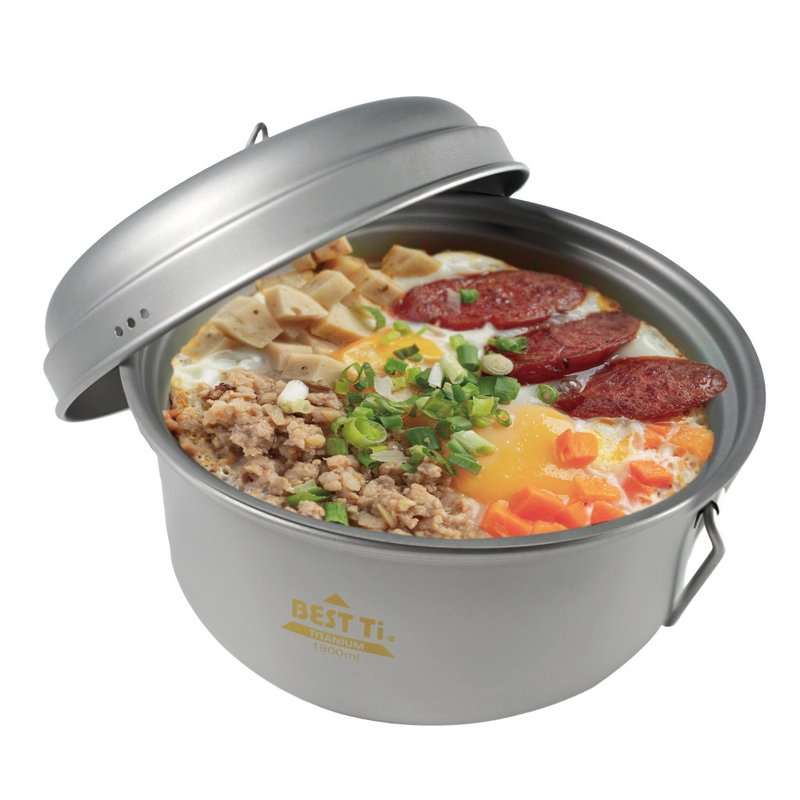 Pure Titanium Steam Soup Pot (1.8L) - กระทะ - โลหะ สีเงิน