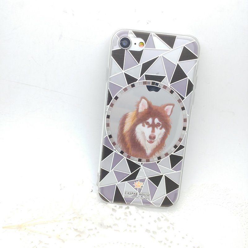 Mosaic Animal phone case - Alaskan Malamute - Phone Cases - Plastic Black