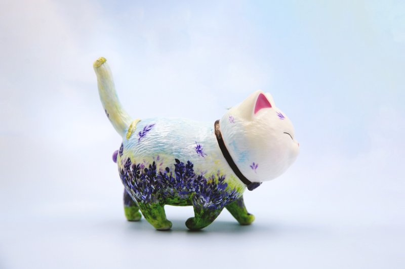 貓咪手繪公仔-薰衣草貓 - 公仔/玩偶 - 塑膠 多色