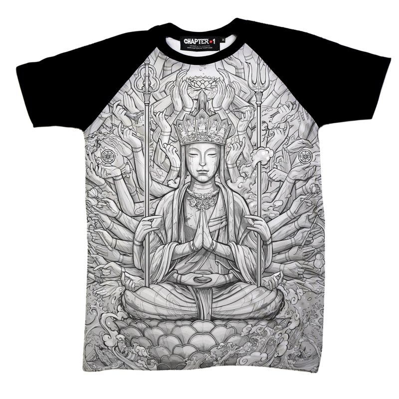 The Kannon The 1000 hands god Yami Chapter One T-shirt - 男 T 恤 - 棉．麻 白色