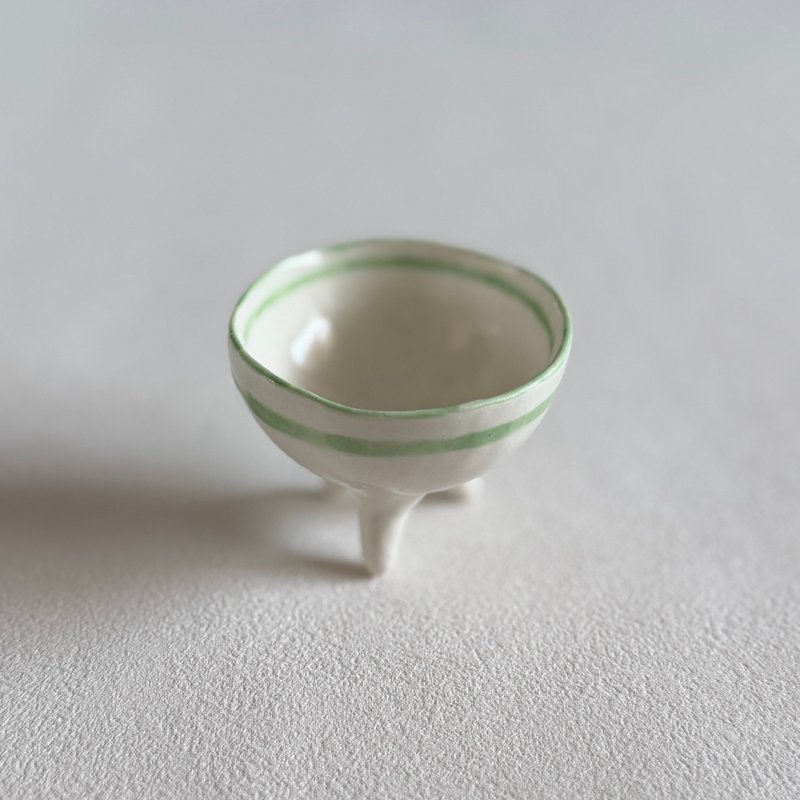 Small Three-Legged Cup with Green Lines - Other Cups - Pottery 