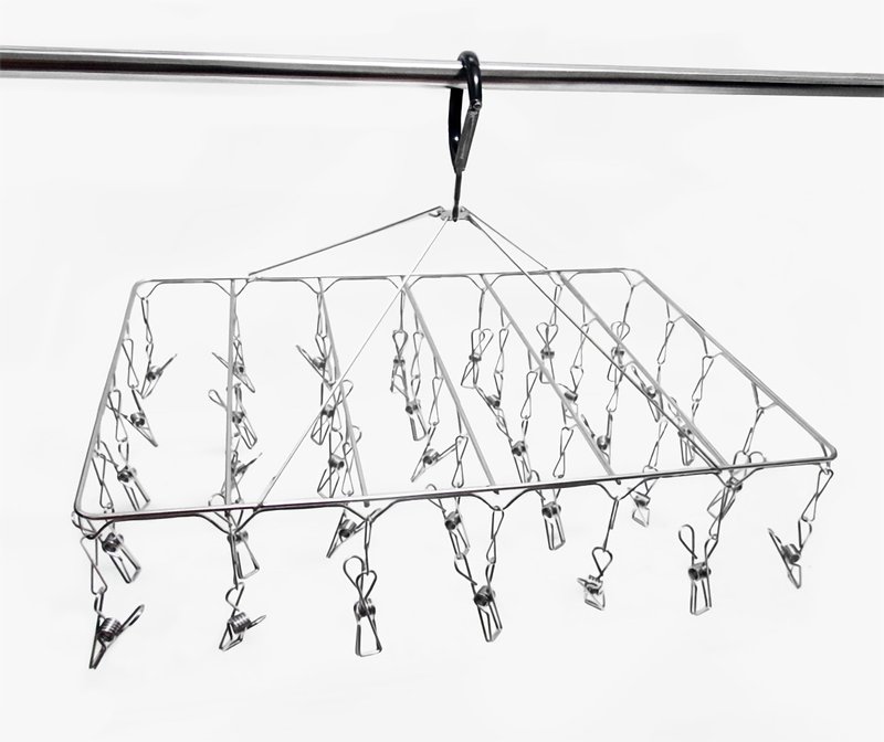 304 Stainless Steel rectangular sock rack 35 clip hanging hanger for more than ten years, word of mouth clip has been continuous for many years - Hangers & Hooks - Stainless Steel Silver