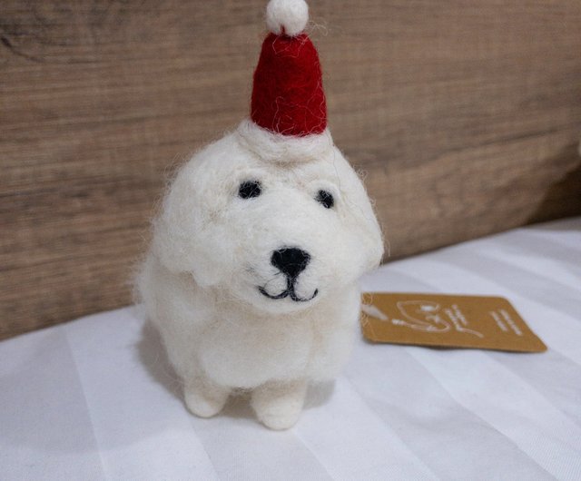 羊毛フェルトのクリスマスオーナメント - マルチーズ犬 - ショップ Ganapati Crafts Co. 置物 - Pinkoi