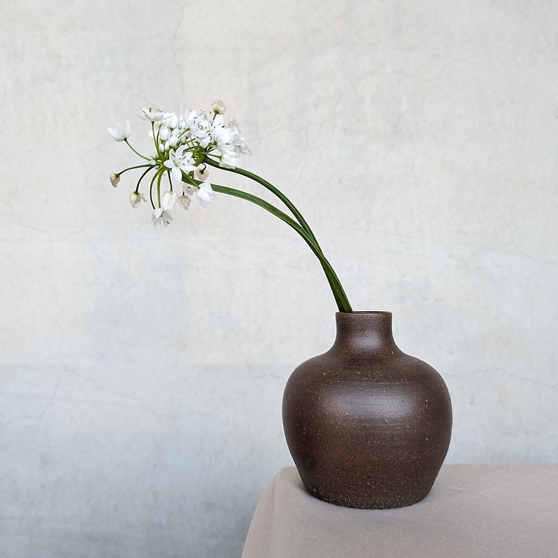 Mocha Apple Flower Vase - Pottery & Ceramics - Pottery Brown