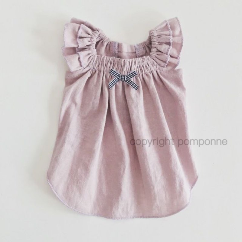 Dog Wear・Ruffle Shoulder Camisole Mauve - ชุดสัตว์เลี้ยง - ผ้าฝ้าย/ผ้าลินิน สึชมพู