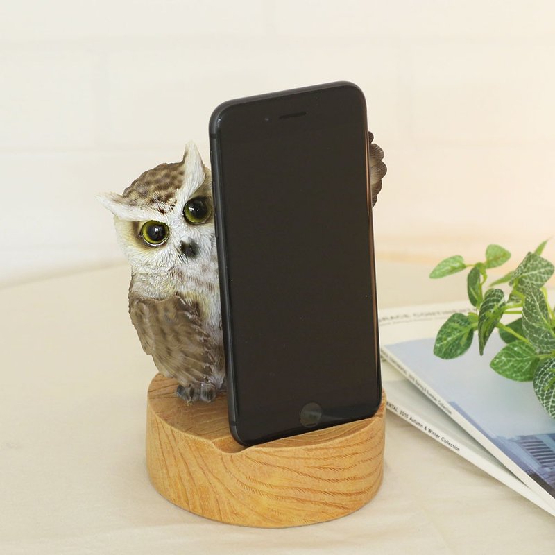 デバリエ ca218k【正規品】フクロウの置物 スマホスタンド レジン製 ギフト かわいい 誕生日プレゼント - 置物 - レジン ブラウン