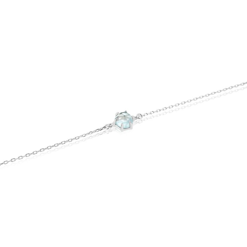 ROSE CUT AQUAMARINE BRACELET  ( SILVER/ ROSE GOLD/ 18KGOLD ) - Bracelets - Sterling Silver Blue