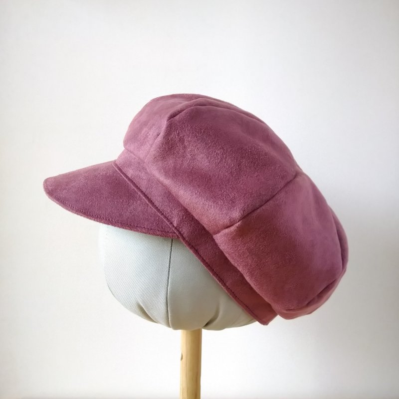 Ito suede newsboy cap - smoke pink rose - หมวก - ไฟเบอร์อื่นๆ สึชมพู