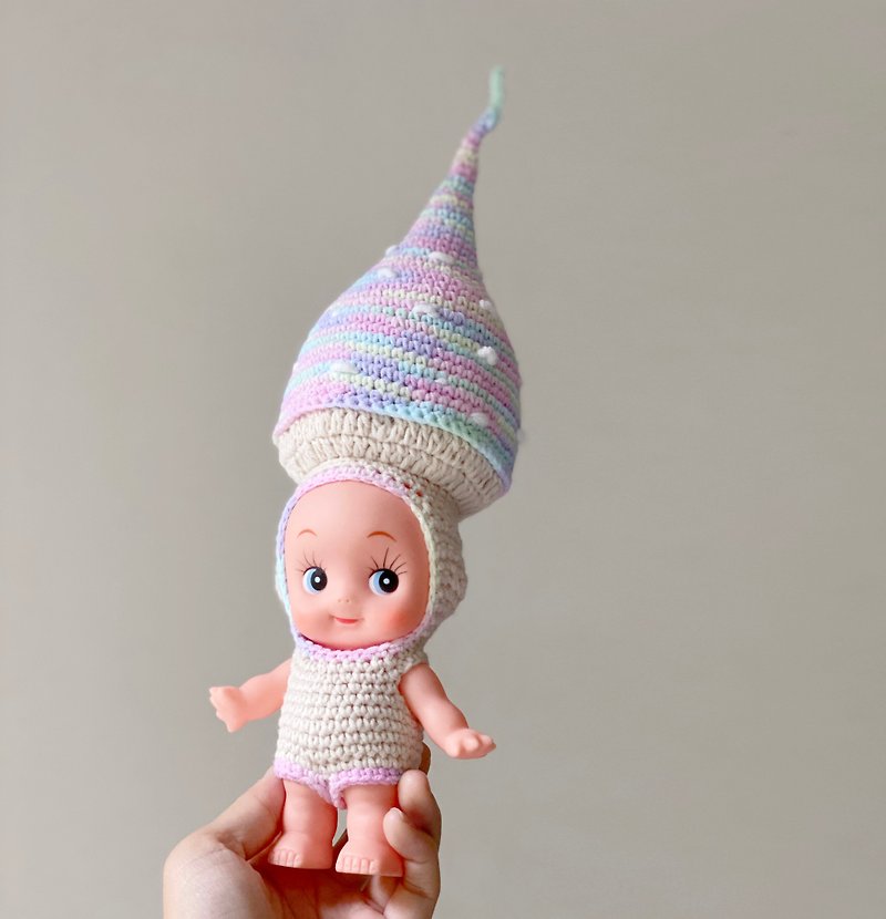 【きのこ キューピー 15CM】かぎ針編みきのこ 立体形キューピー 15cm フラットトップきのこ - 人形・フィギュア - その他の素材 多色