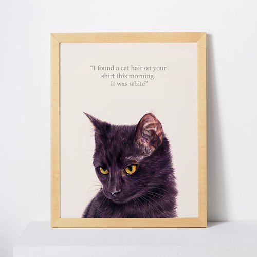 IGREAN艾綠繪 貓思貓言喵語11x14英寸裝飾畫 給貓咪貓奴的禮物 黑貓 孟買貓