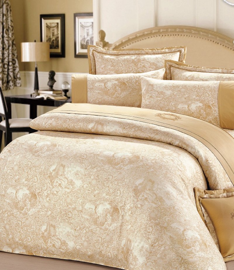 【R786】100% Cotton Combed 40s, 7-Piece Bedding Sets - เครื่องนอน - ผ้าฝ้าย/ผ้าลินิน สีทอง