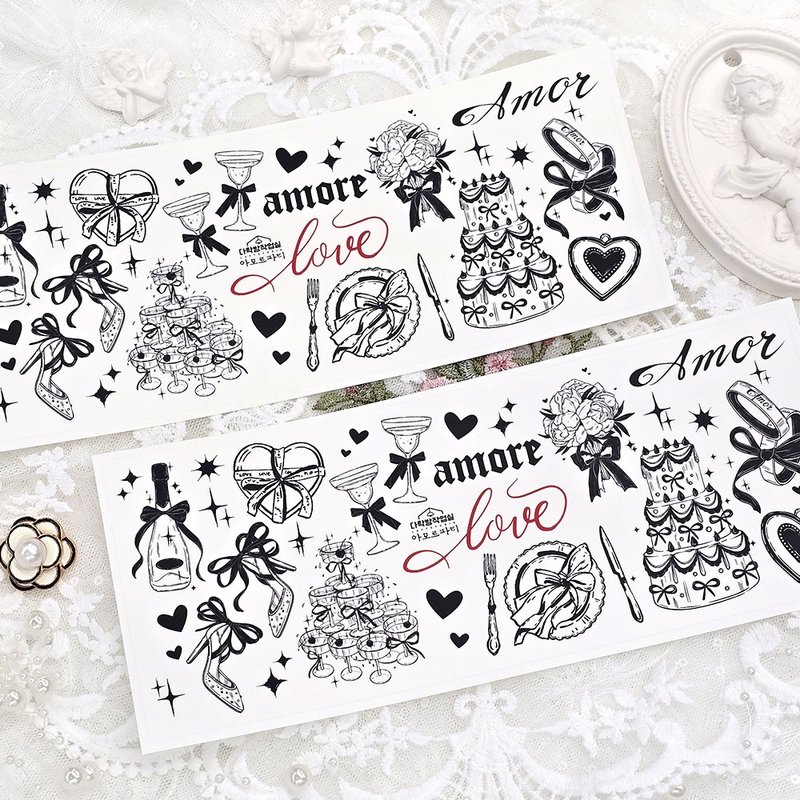 :Amor Party: Matte Transparent sticker - 貼紙 - 其他材質 