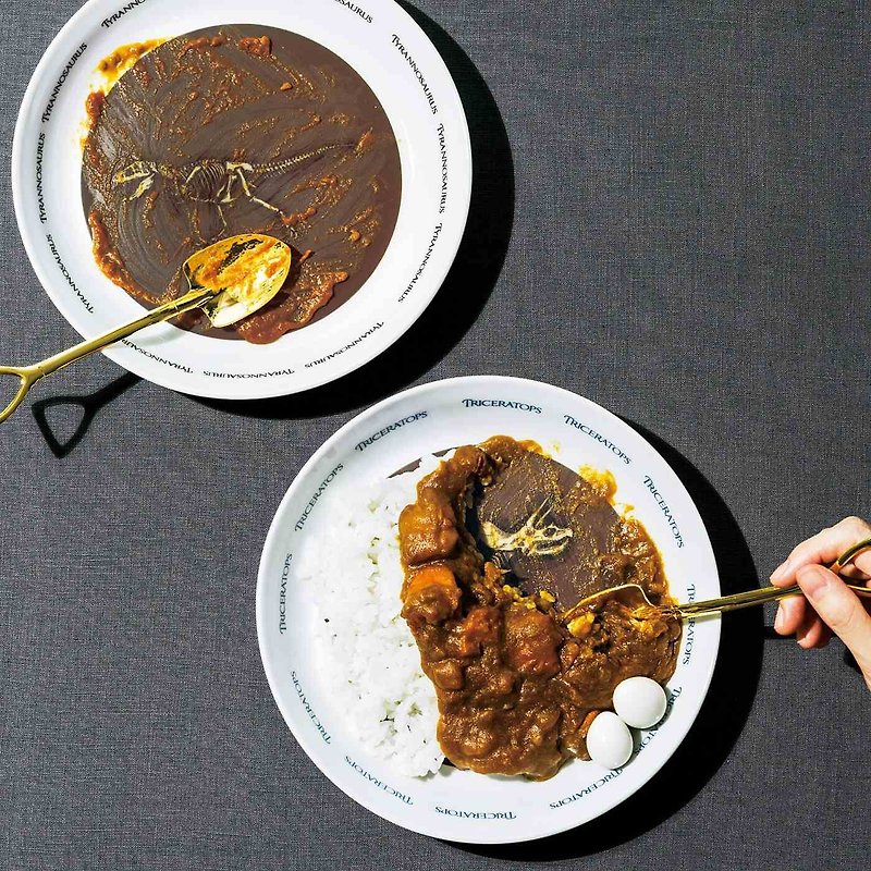 【YOU+MORE!】Dinosaur Fossil Themed Curry Rice Deep Dish - Plates & Trays - Pottery 
